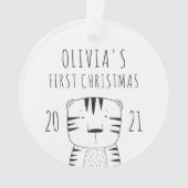 Cute Tiger Babys First KerstBlack White Ornament (voorkant)