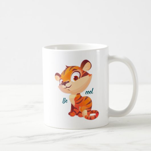 Cute Tiger Be Cool Cartoon Koffiemok (Rechts)