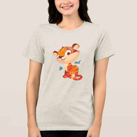 Cute Tiger Be Cool Cartoon Tri-Blend Shirt (Voorkant)