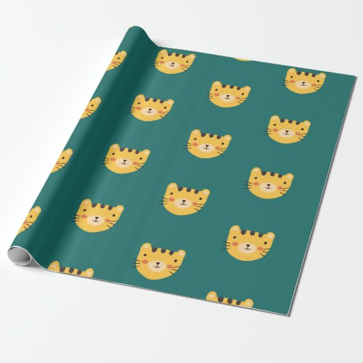 Cute Tiger Birthday Cadeaupapier (Uitgerold)