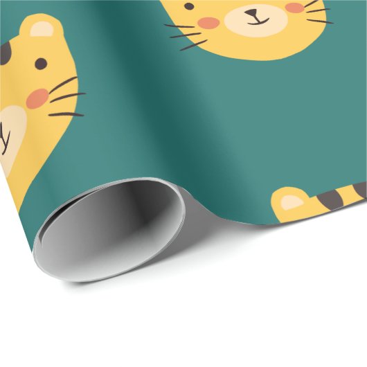 Cute Tiger Birthday Cadeaupapier (Rol Hoek)