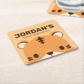 Cute Tiger Birthday Kartonnen Onderzetters (Schuin)