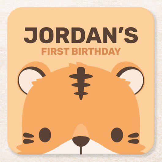 Cute Tiger Birthday Kartonnen Onderzetters (Voorkant)
