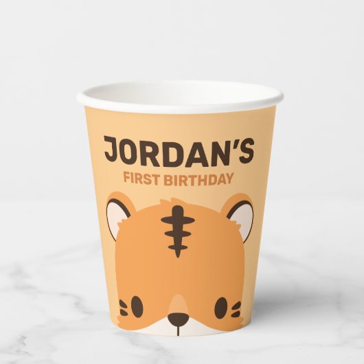 Cute Tiger Birthday Papieren Bekers (Voorkant)