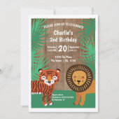 Cute Tiger Birthday Party Personalized Kaart (Voorkant)