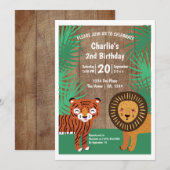 Cute Tiger Birthday Party Personalized Kaart (Voorkant / Achterkant)