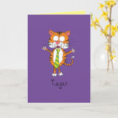 Cute Tiger Cartoon Kinder Kaart (Gele Bloem)