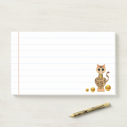 Cute Tiger Cat & Gold Stippen Post-it® Notes (Op bureau)