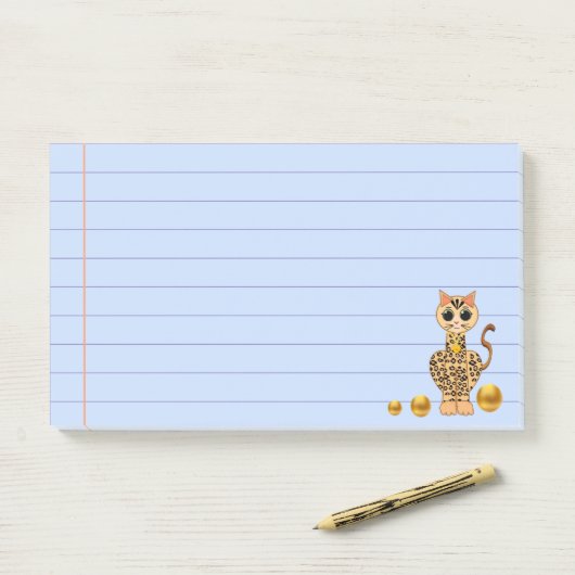 Cute Tiger Cat & Golden Confetti Post-it® Notes (Op bureau)