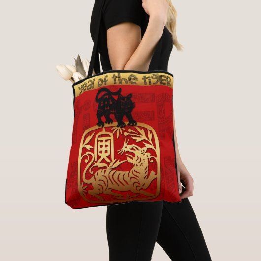 Cute Tiger Chinese Year Zodiac Birthday Canvas tas (Dichtbij)