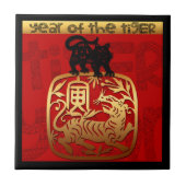 Cute Tiger Chinese Year Zodiac Birthday Square CT Tegeltje (Voorkant)
