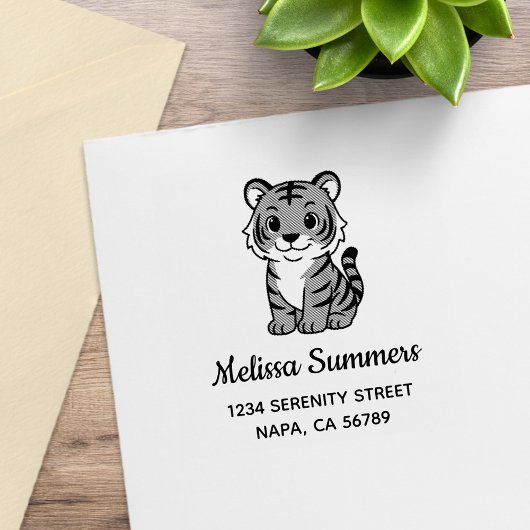 Cute Tiger Cub Address Rubberstempel