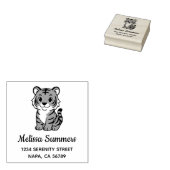 Cute Tiger Cub Address Rubberstempel (Gestempeld)