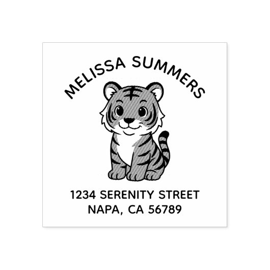 Cute Tiger Cub Arch Address Rubberstempel (Afrduk)