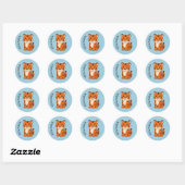 Cute Tiger Cub Custom Name Blue Ronde Sticker (Vel)