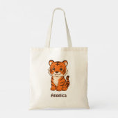 Cute Tiger Cub Custom Name Tote Bag (Achterkant)