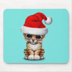 Cute Tiger Cub die een Santa Hat draagt Muismat