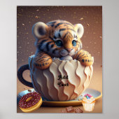 Cute Tiger Cub in een Mok Persoonlijke Nursery Poster (Voorkant)