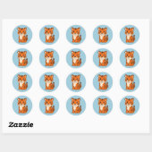 Cute Tiger Cub on Blue Ronde Sticker (Vel)