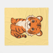 Cute Tiger Cub on Yellow Fleece Deken (Voorkant (Horizontaal))