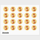 Cute Tiger Cub on Yellow Ronde Sticker (Vel)
