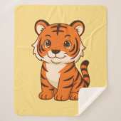 Cute Tiger Cub on Yellow Sherpa Deken (Voorkant)