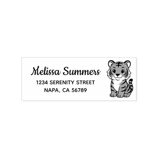 Cute Tiger Cub Return Address Rubberstempel (Afrduk)