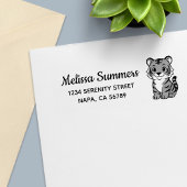 Cute Tiger Cub Return Address Zelfinktende Stempel