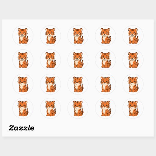 Cute Tiger Cub Ronde Sticker (Vel)