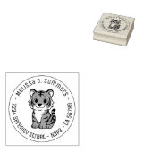 Cute Tiger Cub Round Address Rubberstempel (Gestempeld)