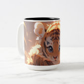 Cute Tiger Cub Tweekleurige Koffiemok (Voorkant links)