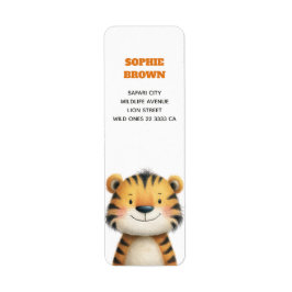 Cute Tiger Cub Watercolor Wildlife Return Address  Etiket