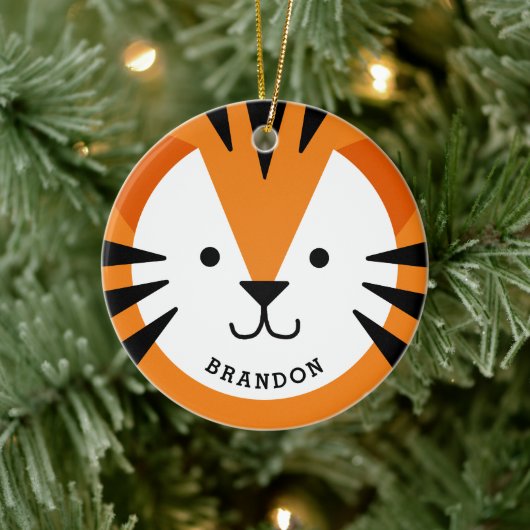 Cute Tiger Face Kind keramisch Ornament (Boom)