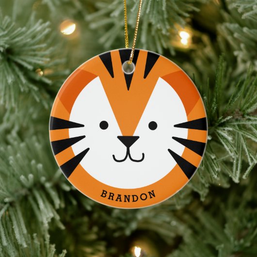 Cute Tiger Face Kind keramisch Ornament (Boom)