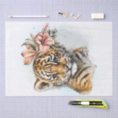 Cute Tiger Floral Cub Waterverf Tissuepapier (Craft)