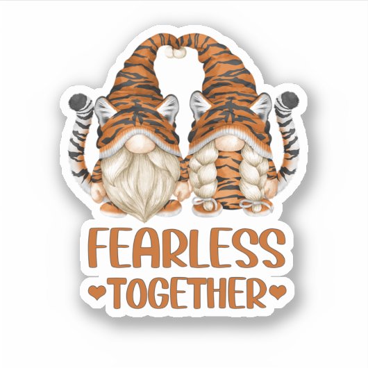 Cute Tiger Gnome For Valentines Day Couples And Ti Sticker (Voorkant)