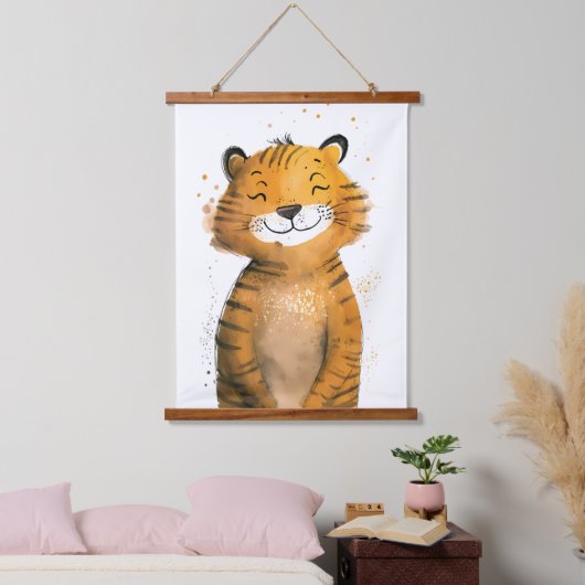 Cute Tiger Hangend Wandkleed (Slaapkamer)