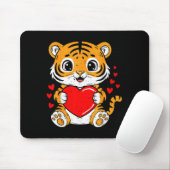 Cute Tiger Holding Heart Kawaii Valentines Day Men Muismat (Met muis)
