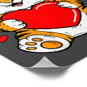 Cute Tiger Holding Heart Kawaii Valentines Day Men Poster (Hoek)