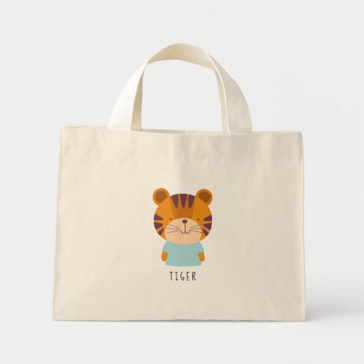 Cute Tiger Illustratie - naam Mini Tote Bag (Voorkant)