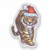 Cute Tiger in een Santa Hat Sticker (Voorkant)