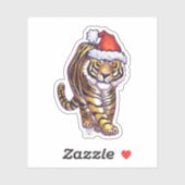 Cute Tiger in een Santa Hat Sticker (Vel)