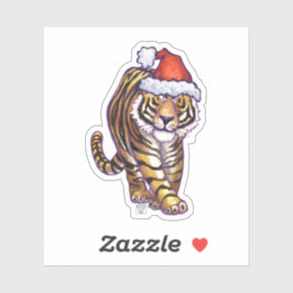 Cute Tiger in een Santa Hat Sticker