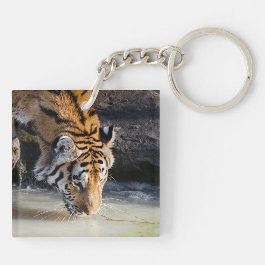 Cute Tiger in gras Sleutelhanger (Achterkant)