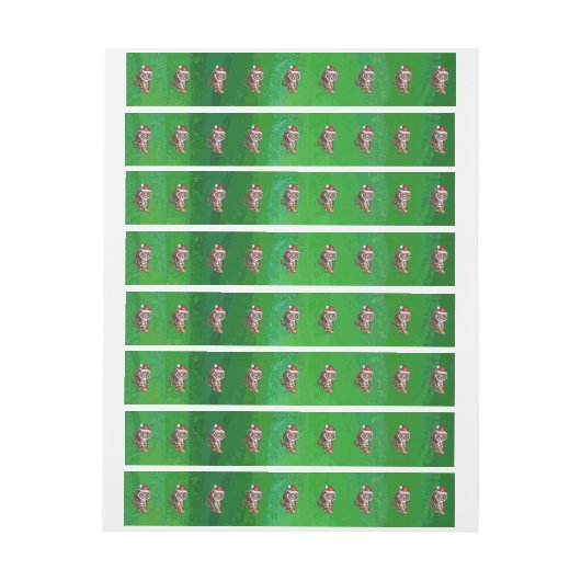 Cute Tiger in Santa Hat op Green Adreslabel Wikkel (Vel)