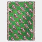 Cute Tiger in Santa Hat op Green Deken (Voorkant Verticaal)