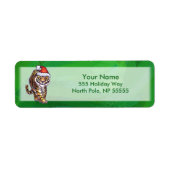 Cute Tiger in Santa Hat op Green Etiket (Voorkant)