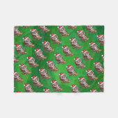 Cute Tiger in Santa Hat op Green Fleece Deken (Voorkant (Horizontaal))