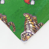 Cute Tiger in Santa Hat op Green Fleece Deken (Hoek)
