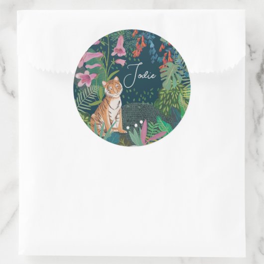Cute Tiger Jungle Baby Borrelhap Ronde Sticker (Tas)